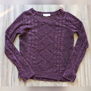 Women's Burgundy Cable Knit Sweater